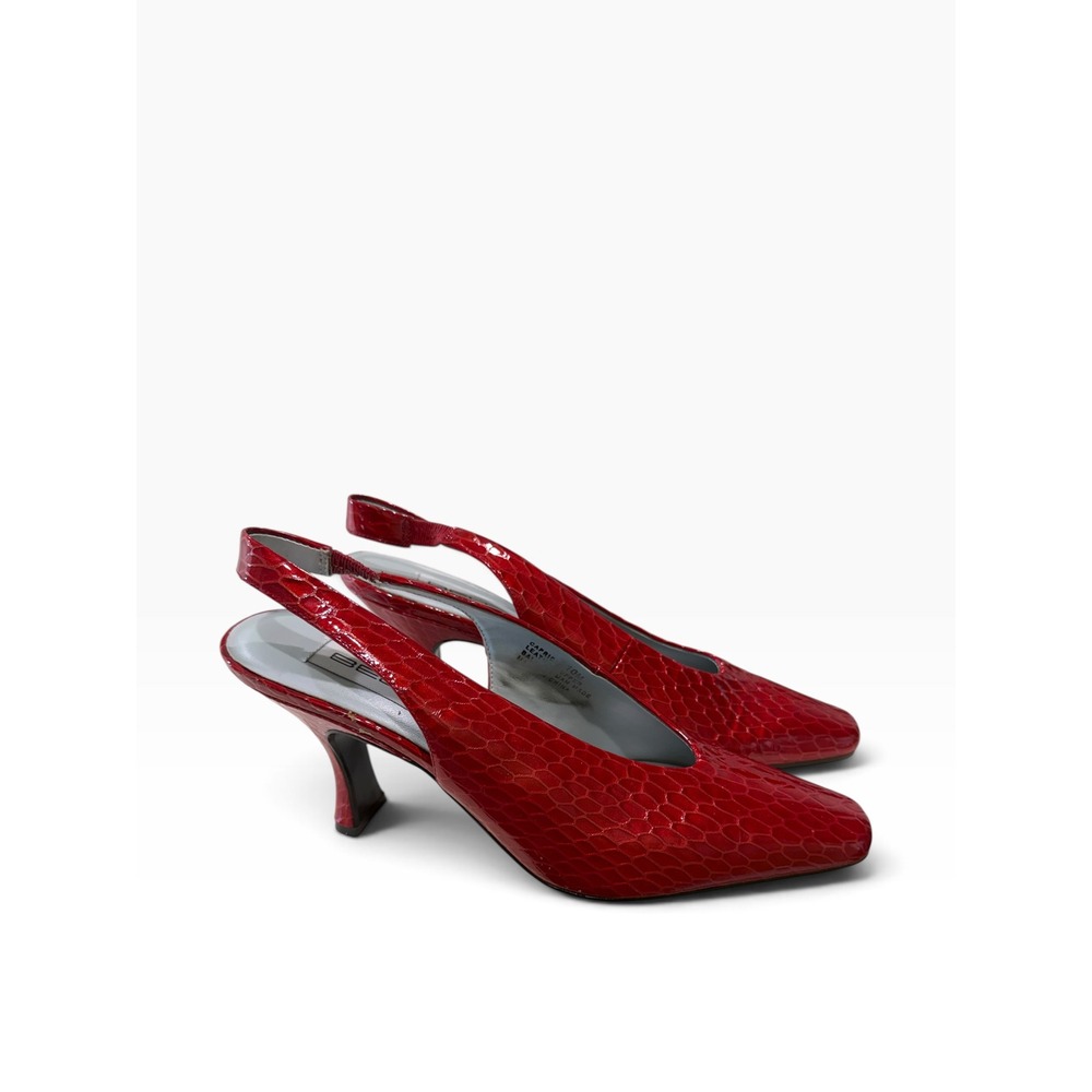 Bellini Vintage Red Alligator Leather Slingback Kitten Heels Boho Rustic 10M